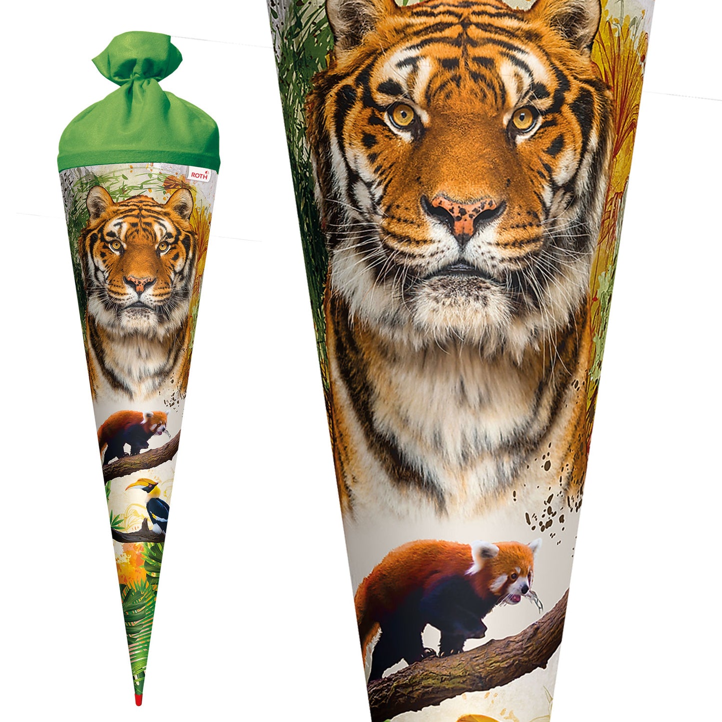 Roth Schultüte Motiv Tiger rund verstärkte Spitze mit Filzverschluss 70 cm