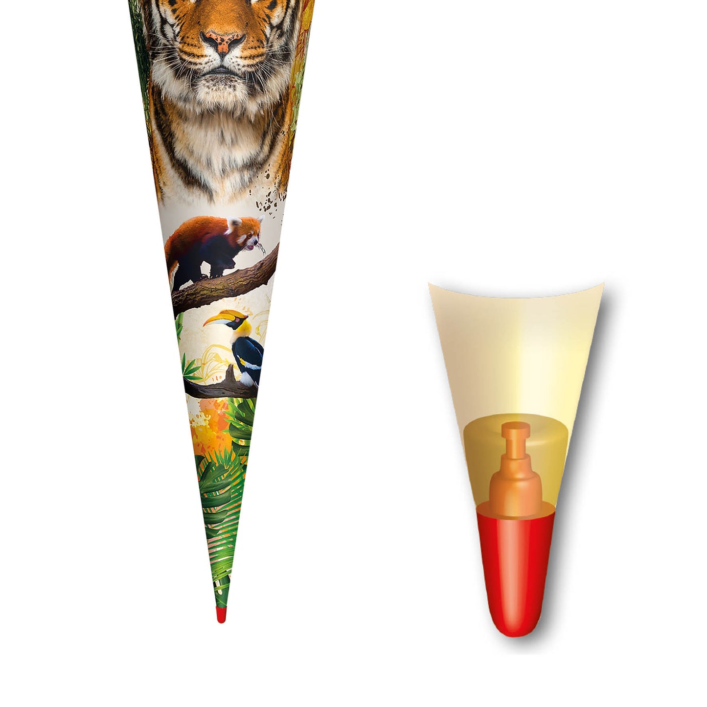 Roth Schultüte Motiv Tiger rund verstärkte Spitze mit Filzverschluss 70 cm