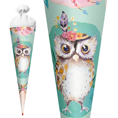 Roth Schultüte Motiv Eule Lieselotte rund verstärkte Spitze mit Filzverschluss 70 cm