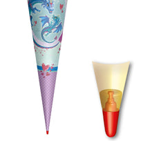 Roth Schultüte Motiv Drachenliebe Glitter rund verstärkte Spitze mit Filzverschluss 70 cm