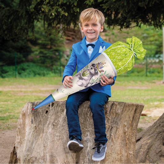 ROTH Schultüte Lieblingsstück Willi Waschbär rund verstärkter Spitze mit Stoffverschluss 70 cm