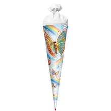 Cône scolaire ROTH Rainbow Butterfly, bout rond renforcé avec fermeture en feutre, 70 cm