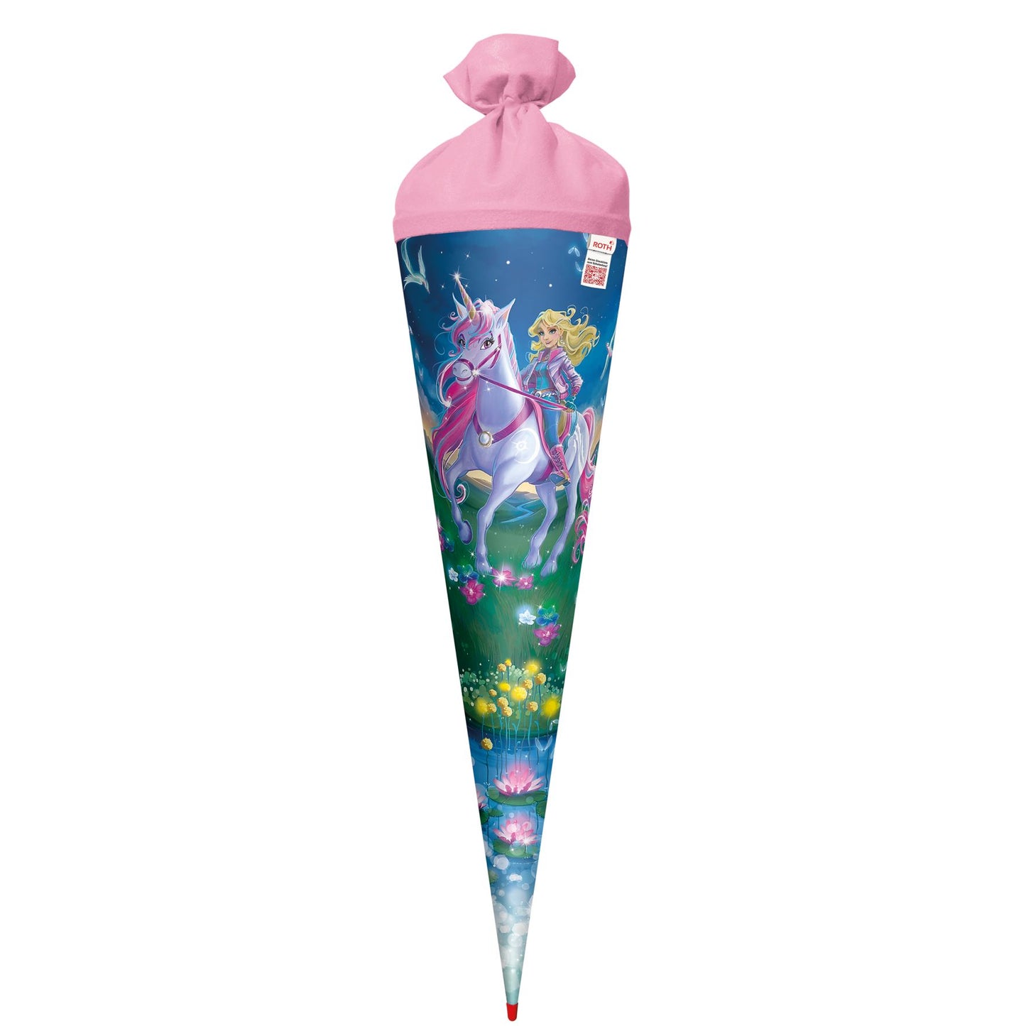 ROTH School Cone Magical Unicorn Rider, round, reinforced tip with felt closure, 70 cm
