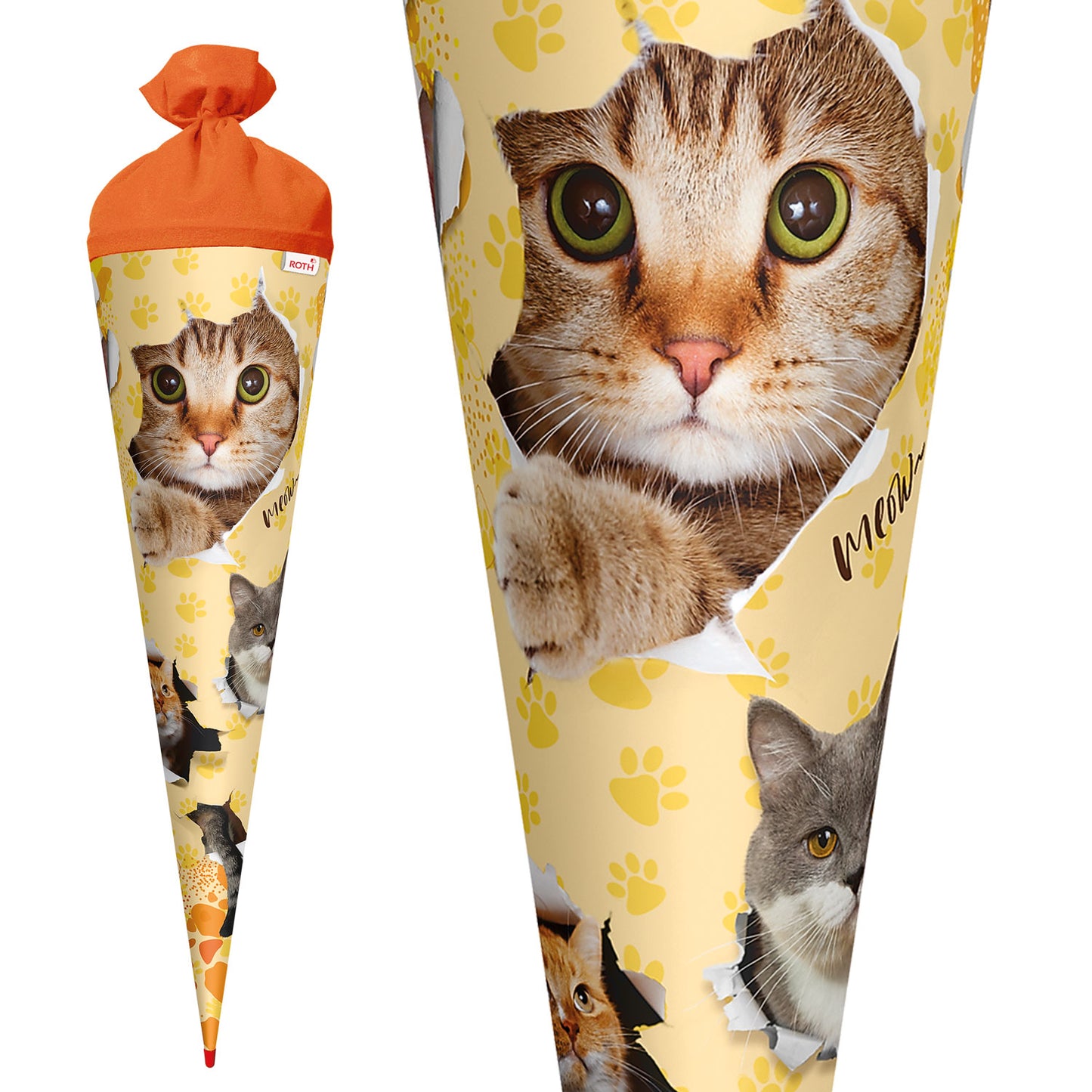 ROTH Cat Party School Cone, round, reinforced tip, felt closure, 70 cm