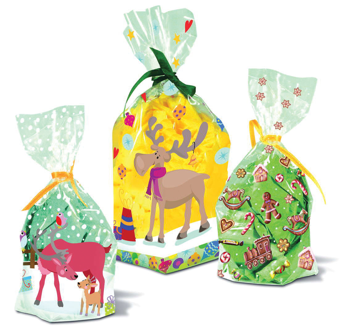 Geschenkbodenbeutel Rentiere 10 St, 14,5 x 23,5 cm