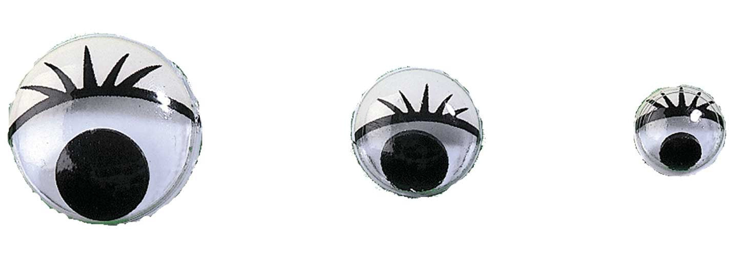 Yeux mobiles avec cils, ronds, assortis, 10 pièces