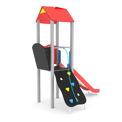 Spielturm aus Stahl (120 cm Podest) mit Rutsche