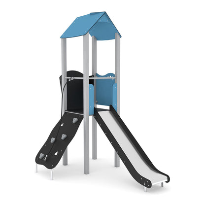 Spielturm aus Stahl (120 cm Podest) mit Rutsche