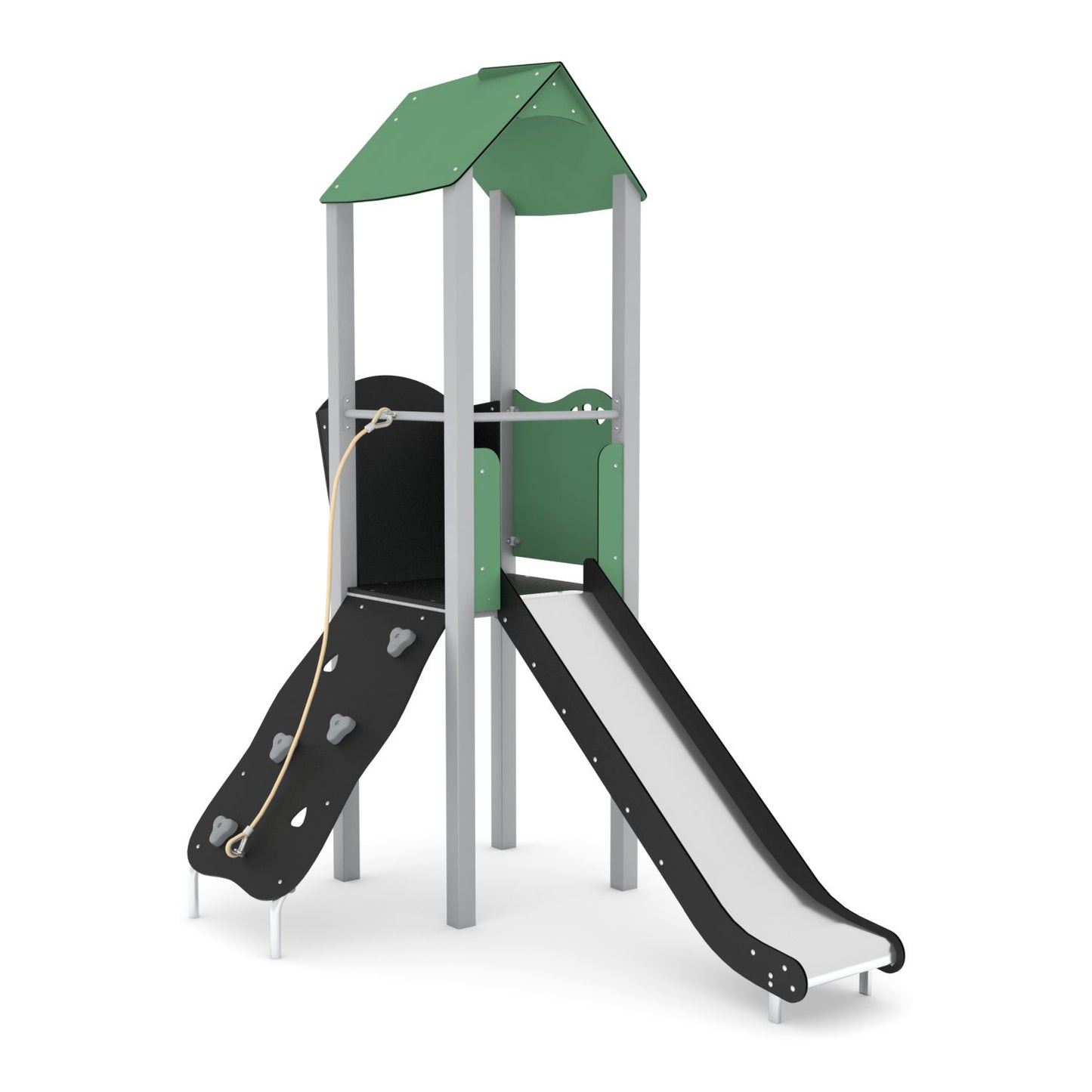 Spielturm aus Stahl (120 cm Podest) mit Rutsche