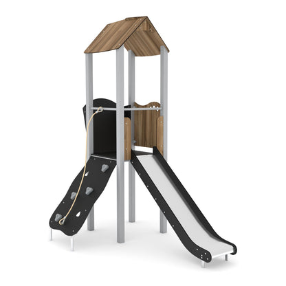 Spielturm aus Stahl (120 cm Podest) mit Rutsche
