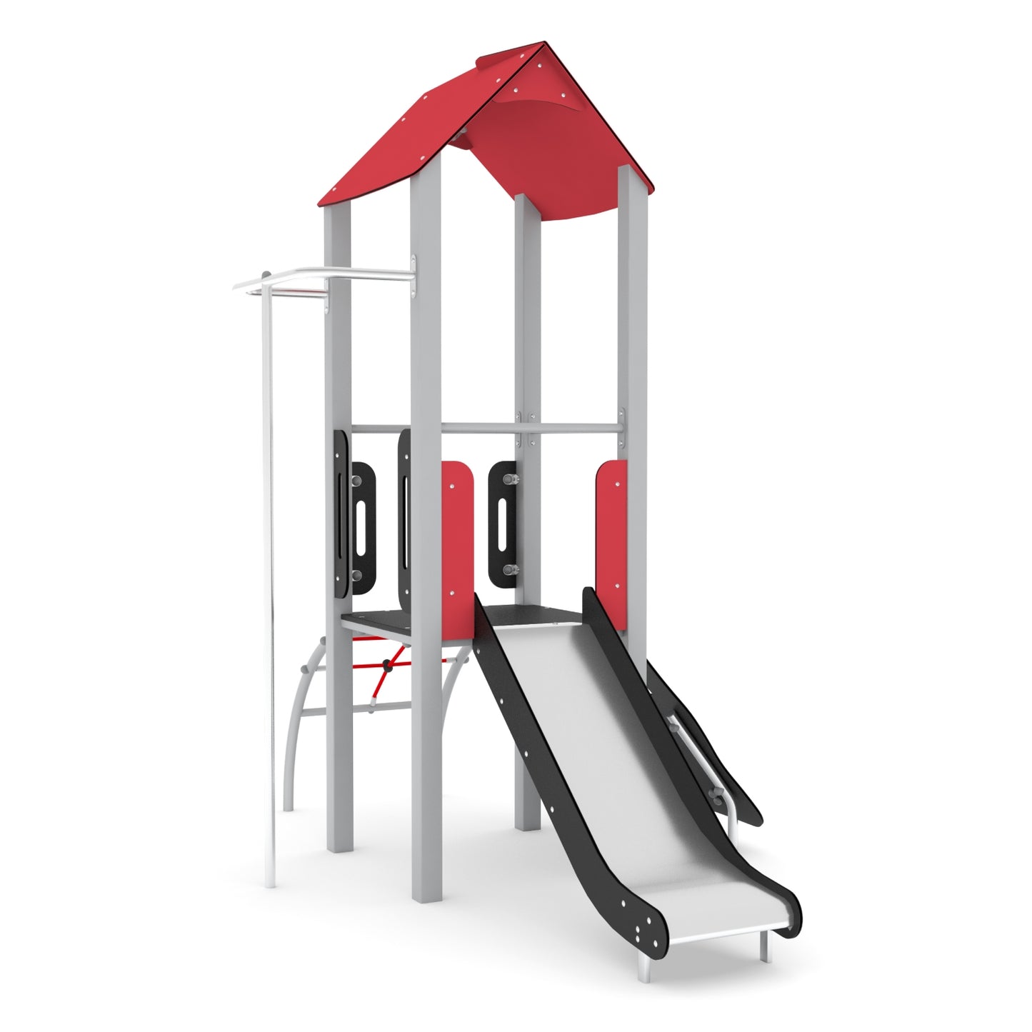 Spielturm aus Stahl mit Rutsche