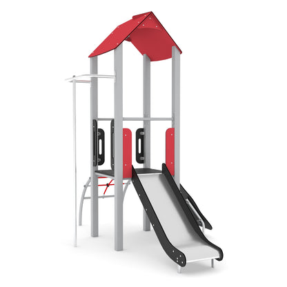Spielturm aus Stahl mit Rutsche