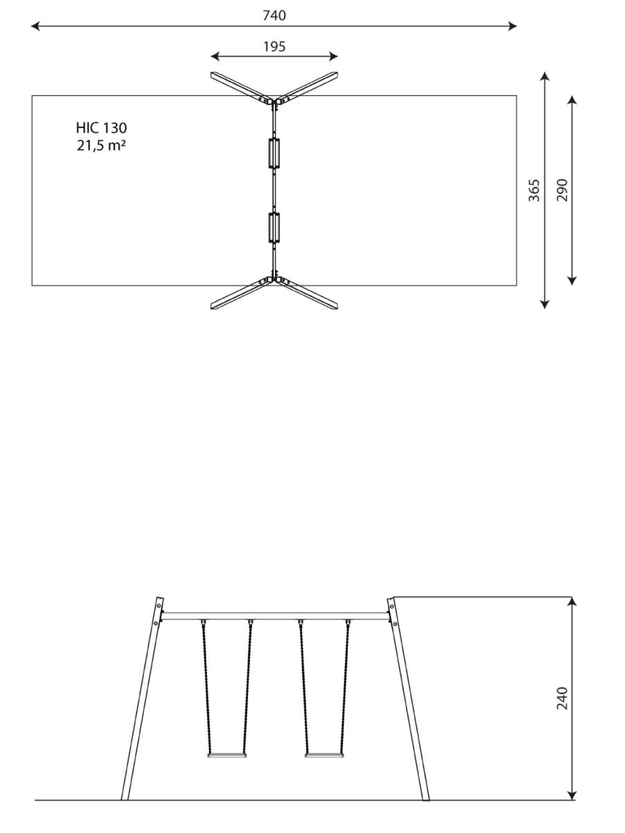Stahlschaukel für 2 Kinder