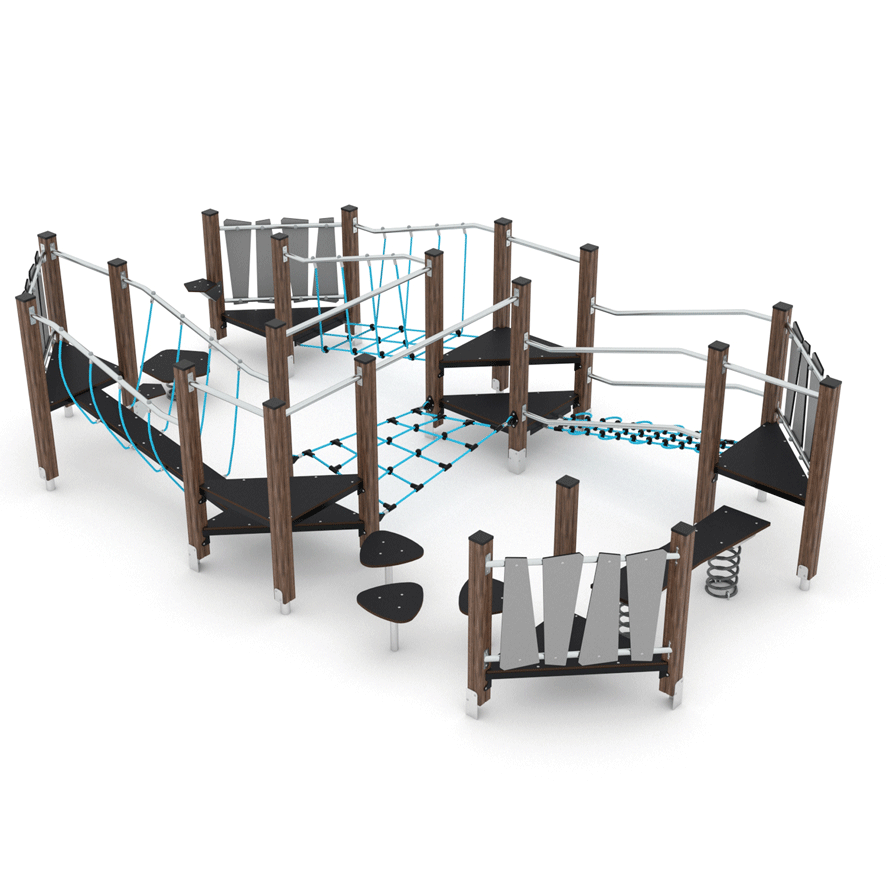 Kletterlandschaft aus Holz zum klettern und balancieren