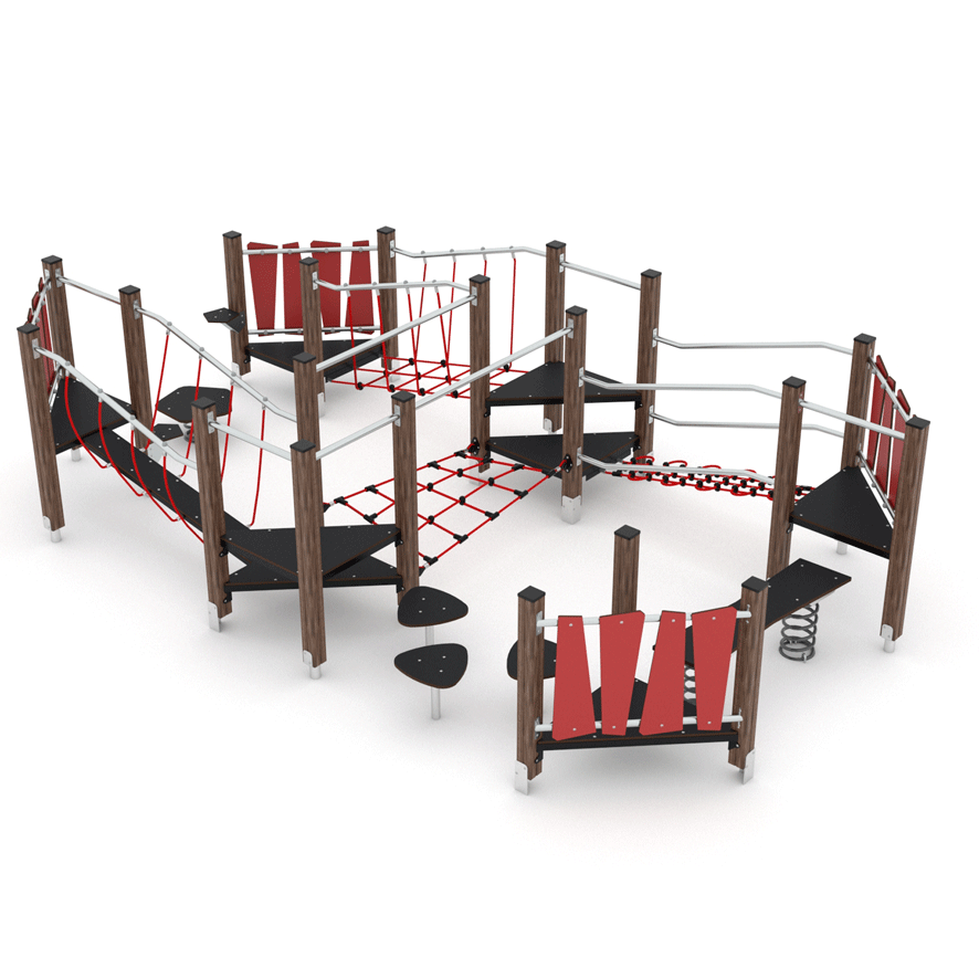 Kletterlandschaft aus Holz zum klettern und balancieren