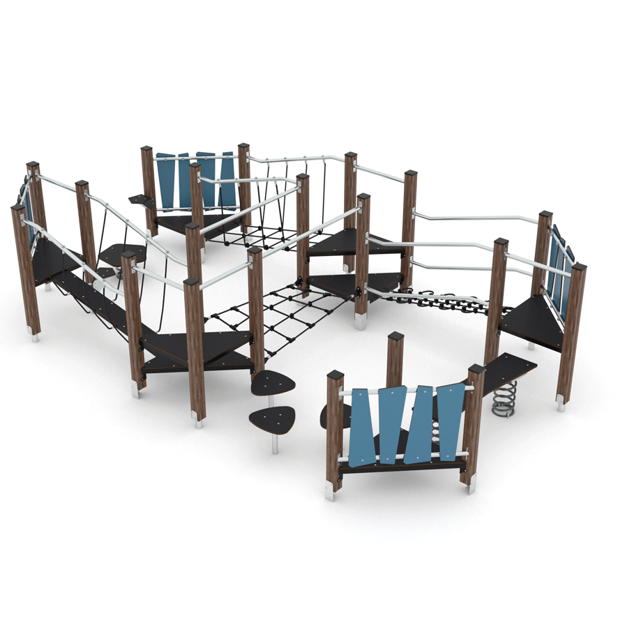 Kletterlandschaft aus Holz zum klettern und balancieren