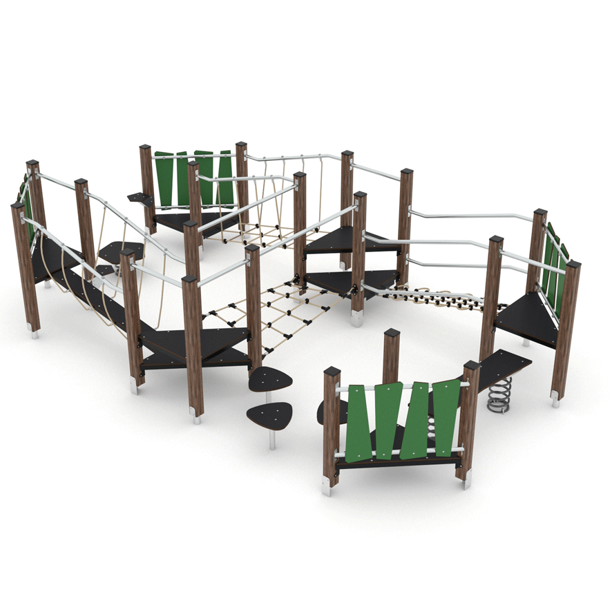 Kletterlandschaft aus Holz zum klettern und balancieren