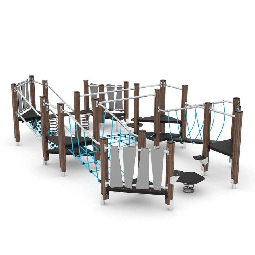 Kletterlandschaft aus Holz zum klettern und balancieren