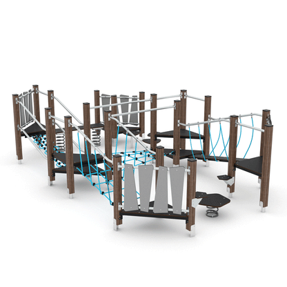 Kletterlandschaft aus Holz zum klettern und balancieren